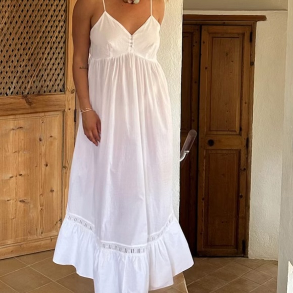 NWT Frankie's Bikinis Djerf Avenue Airy Poplin Buttoned Top DRESS White LG Large - Picture 3 of 8